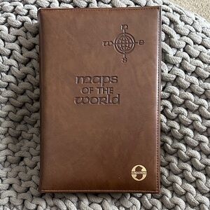 Brown Leather book Maps of the World Book